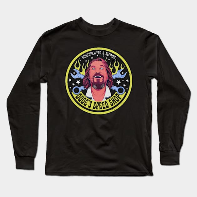 Dude's Speed Shop (Colour) Long Sleeve T-Shirt by CosmicAngerDesign